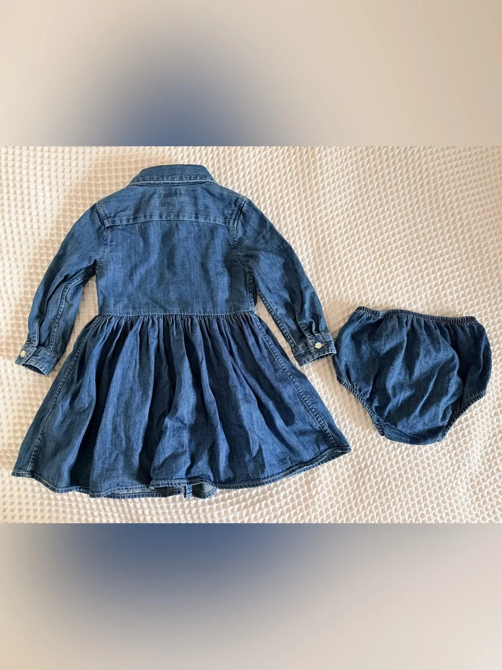 Ralph Lauren Blue Denim Button-Front Dress with Bloomers